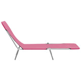 NNEVL Folding Sun Loungers 2 pcs Steel and Fabric Pink