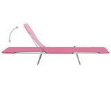 NNEVL Folding Sun Loungers 2 pcs Steel and Fabric Pink
