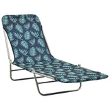 NNEVL Folding Sun Loungers 2 pcs Steel and Fabric Leaf Pattern
