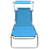 NNEVL Folding Sun Lounger with Canopy Blue Aluminium