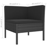 NNEVL 3 Piece Garden Lounge Set with Cushions Poly Rattan Black
