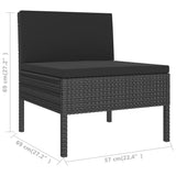 NNEVL 3 Piece Garden Lounge Set with Cushions Poly Rattan Black
