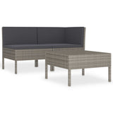 NNEVL 3 Piece Garden Lounge Set with Cushions Poly Rattan Black