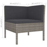 NNEVL 3 Piece Garden Lounge Set with Cushions Poly Rattan Black