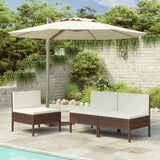 NNEVL Garden Chairs 3 pcs with Cushions Poly Rattan Brown