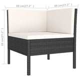 NNEVL 3 Piece Garden Lounge Set with Cushions Poly Rattan Black