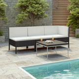 NNEVL 3 Piece Garden Lounge Set with Cushions Poly Rattan Black