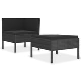 NNEVL 2 Piece Garden Lounge Set with Cushions Poly Rattan Black