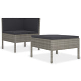 NNEVL 2 Piece Garden Lounge Set with Cushions Poly Rattan Grey