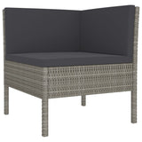 NNEVL 2 Piece Garden Lounge Set with Cushions Poly Rattan Grey