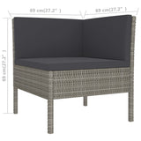 NNEVL 2 Piece Garden Lounge Set with Cushions Poly Rattan Grey