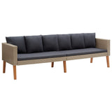 NNEVL 3-Seater Garden Sofa with Cushions Poly Rattan Beige