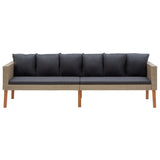 NNEVL 3-Seater Garden Sofa with Cushions Poly Rattan Beige