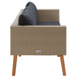 NNEVL 3-Seater Garden Sofa with Cushions Poly Rattan Beige