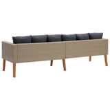 NNEVL 3-Seater Garden Sofa with Cushions Poly Rattan Beige