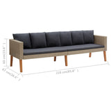 NNEVL 3-Seater Garden Sofa with Cushions Poly Rattan Beige