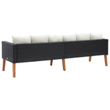 NNEVL 3-Seater Garden Sofa with Cushions Poly Rattan Black