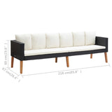 NNEVL 3-Seater Garden Sofa with Cushions Poly Rattan Black