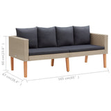 NNEVL 2-Seater Garden Sofa with Cushions Poly Rattan Beige