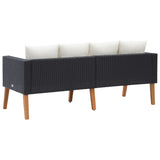 NNEVL 2-Seater Garden Sofa with Cushions Poly Rattan Black