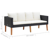 NNEVL 2-Seater Garden Sofa with Cushions Poly Rattan Black