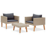 NNEVL 3 Piece Garden Lounge Set with Cushions Poly Rattan Beige