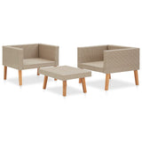 NNEVL 3 Piece Garden Lounge Set with Cushions Poly Rattan Beige