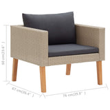 NNEVL 3 Piece Garden Lounge Set with Cushions Poly Rattan Beige