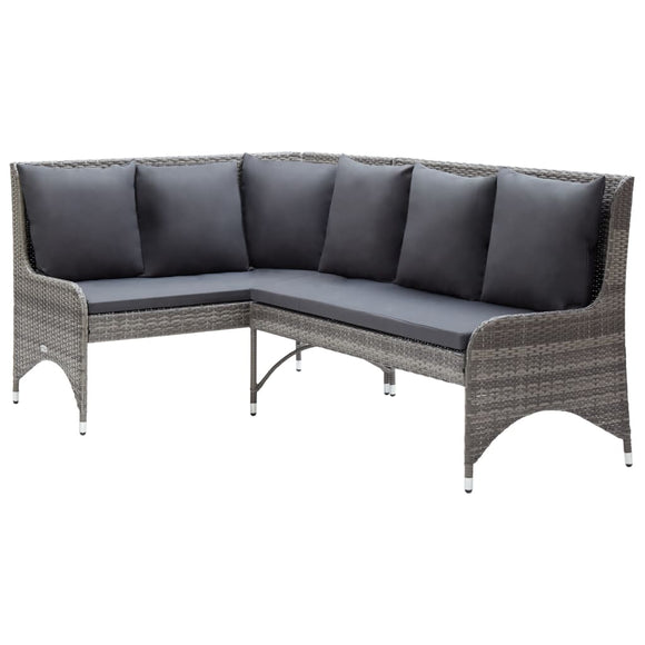 NNEVL Garden Corner Sofas 2 pcs Poly Rattan Grey
