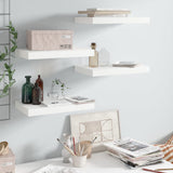 NNEVL Floating Wall Shelves 4 pcs High Gloss White 40x23x3.8 cm MDF