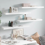 NNEVL Floating Wall Shelves 4 pcs High Gloss White 80x23.5x3.8 cm MDF