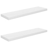 NNEVL Floating Wall Shelves 2 pcs High Gloss White 90x23.5x3.8 cm MDF