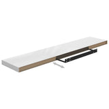 NNEVL Floating Wall Shelves 2 pcs High Gloss White 120x23.5x3.8 cm MDF