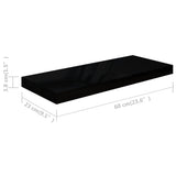 NNEVL Floating Wall Shelf High Gloss Black 60x23.5x3.8 cm MDF