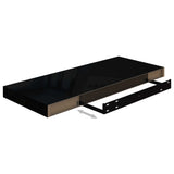 NNEVL Floating Wall Shelves 2 pcs High Gloss Black 60x23.5x3.8 cm MDF