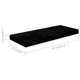 NNEVL Floating Wall Shelves 4 pcs High Gloss Black 60x23.5x3.8 cm MDF