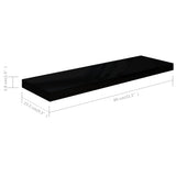 NNEVL Floating Wall Shelf High Gloss Black 80x23.5x3.8 cm MDF