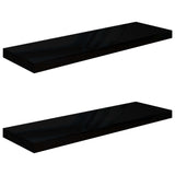 NNEVL Floating Wall Shelves 2 pcs High Gloss Black 80x23.5x3.8 cm MDF