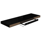 NNEVL Floating Wall Shelves 2 pcs High Gloss Black 80x23.5x3.8 cm MDF