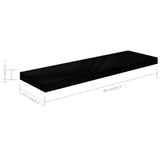 NNEVL Floating Wall Shelves 2 pcs High Gloss Black 80x23.5x3.8 cm MDF