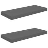 NNEVL Floating Wall Shelves 2 pcs High Gloss Grey 60x23.5x3.8 cm MDF