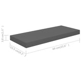 NNEVL Floating Wall Shelves 4 pcs High Gloss Grey 60x23.5x3.8 cm MDF