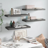NNEVL Floating Wall Shelves 4 pcs High Gloss Grey 60x23.5x3.8 cm MDF