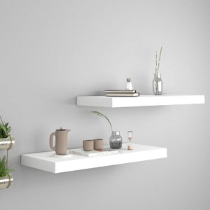 NNEVL Floating Wall Shelves 2 pcs White 60x23.5x3.8 cm MDF