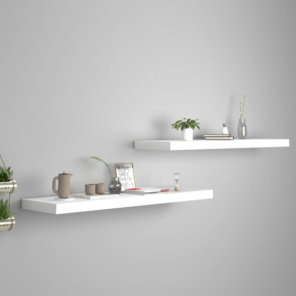 NNEVL Floating Wall Shelves 2 pcs White 90x23.5x3.8 cm MDF