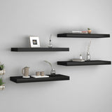 NNEVL Floating Wall Shelves 4 pcs Black 60x23.5x3.8 cm MDF