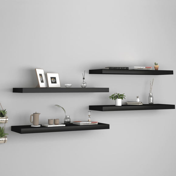 NNEVL Floating Wall Shelves 4 pcs Black 80x23.5x3.8 cm MDF