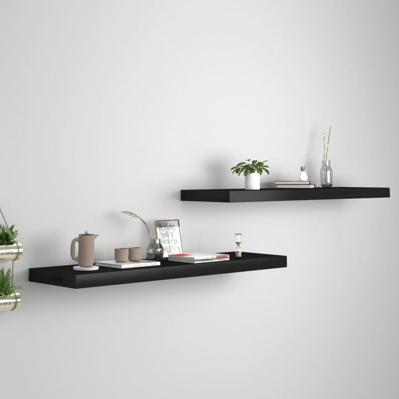 NNEVL Floating Wall Shelves 2 pcs Black 90x23.5x3.8 cm MDF