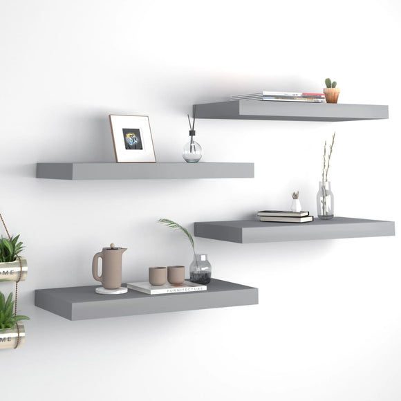 NNEVL Floating Wall Shelves 4 pcs Grey 50x23x3.8 cm MDF