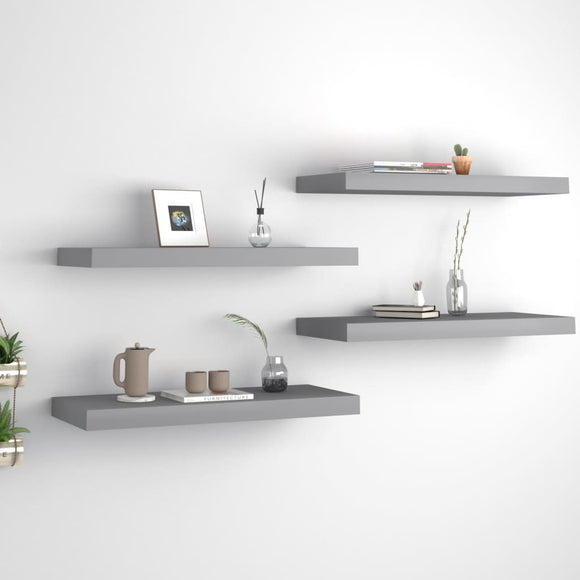 NNEVL Floating Wall Shelves 4 pcs Grey 60x23.5x3.8 cm MDF